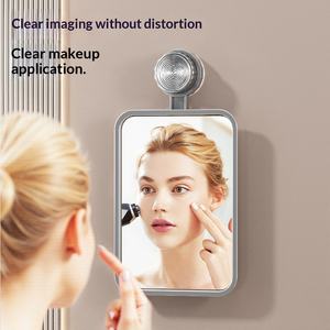 กระจกแต่งหน้ากรอบพลาสติกเคลือบไฟฟ้า แบบติดผนังด้วยถ้วย<span class=keywords><strong>ดูด</strong></span>สุญญากาศ ไม่ต้องเจาะ เหมาะสำหรับห้องน้ำ ห้องสุขา หอพัก และใช้แต่งหน้า - Product Image 1