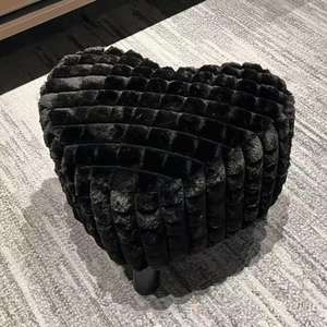 Tabouret de maison style automne/hiver, tissu et cuir, design en forme de cœur, <span class=keywords><strong>banc</strong></span> à chaussures pour salon/entrée - Product Image 3