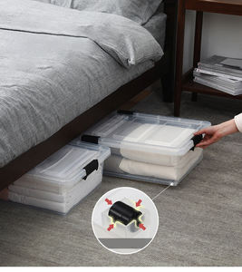 Caja de Almacenamiento Transparente CL194 para Debajo de la Cama con Ruedas, Caja de Plástico Plana Extra Grande para Edredones y Ropa de Cama - Product Image 4