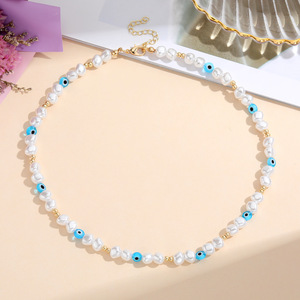 Korean Beaded Necklace Imitation Pearl Devil's Eye <b>Star</b> <b>Design</b> Colorful Fashion Jewelry For Women Accessories - Product Image 5
