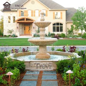 TREVI ART Villa cortile semplice in marmo a strati fontana a mano intagliato con laghetto circolare per la vendita - Product Image 4
