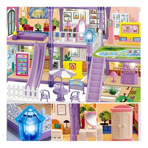 Mini maison de cuisine en briques, modèle en plastique, meubles décoratifs, ensemble cadeau pour enfants, DIY - Product Image 3