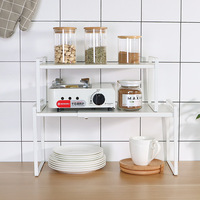 Étagère de rangement de cuisine rétractable à double niveau en fer, pour le rangement multifonctionnel de bols, d'assiettes et de casseroles