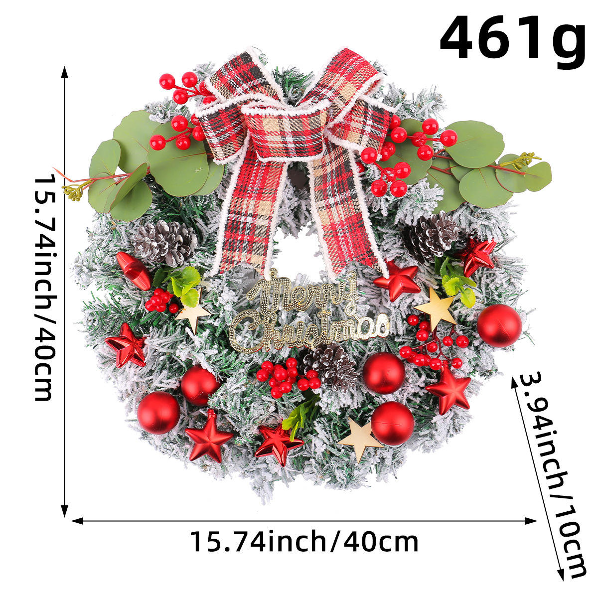 Plaid bow Christmas ball velvet wreath