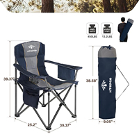 Chaise de pêche pliable de plage surdimensionnée portable personnalisée, capacité de poids de 150 kg, 3 positions, chaise de camping surdimensionnée avec sac de transport