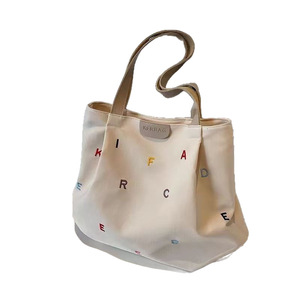 <span class=keywords><strong>Bolsa</strong></span> de Lona de Gran Capacidad <span class=keywords><strong>para</strong></span> Mujer, Nueva <span class=keywords><strong>Bolsa</strong></span> de Mano Moderna con Letras Bordadas, <span class=keywords><strong>Bolsa</strong></span> de Hombro Pequeña y Fresca <span class=keywords><strong>para</strong></span> Estudiantes - Product Image 5