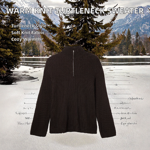 Suéteres de Cuello Alto para Hombre, Cálidos, Otoño Invierno, Tejidos, Color Sólido, Manga Larga, Estilo Casual, Holgados, 100% Poliéster, 450g - Product Image 2