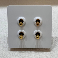 Interrupteur à bascule en cuivre doré 86 250V 1/2/3/4 GANG, design fin, rétro, cadre en acier inoxydable blanc, prise double européenne UK146 10A