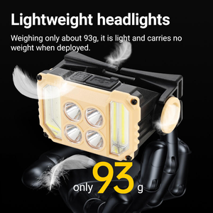 Lampe frontale super lumineuse à 4 LED + COB, rechargeable par USB, étanche, multi-modes, pour camping, pêche, randonnée, travail en extérieur - Product Image 2