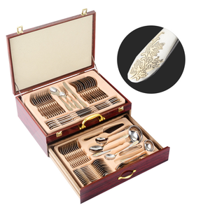 Venta superior 72 piezas Juego <span class=keywords><strong>de</strong></span> cubiertos <span class=keywords><strong>de</strong></span> acero inoxidable ecológico Cubiertos clásicos <span class=keywords><strong>Vajilla</strong></span> que incluye cuchillos Cucharas Restaurantes <span class=keywords><strong>de</strong></span> <span class=keywords><strong>madera</strong></span> - Product Image 4