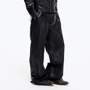 Pantaloni Casual in <span class=keywords><strong>Ecopelle</strong></span> da <span class=keywords><strong>Uomo</strong></span> Personalizzati, Gamba Dritta con Pieghe - Product Image 3