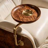 Fauteuil inclinable de luxe en cuir italien moderne fait main, avec plateau latéral en bois de noyer, design écologique pour maison et villa