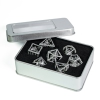 Ensemble de 7 dés polyédriques en métal faits à la main, durables, avec logo personnalisé, sur le thème des Dragons et des Donjons, pour les jeux de rôle D&D et les jeux de société.