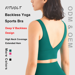 FITVOLT Reggiseno Sportivo Leggero ad Alto Supporto per Yoga, Senza Cuciture, con Imbottiture Traspiranti ad Asciugatura Rapida, Scollo a V, Push-up per Fitness e Allenamento - Product Image 1