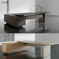 Table de bureau de direction moderne, écologique, extensible, durable, en bois MFC, texture bois 3D personnalisée de haute qualité