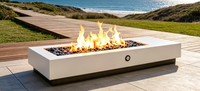 Brasero au gaz naturel autoportant avec taille réglable, construction en acier Corten, usage extérieur intensif, garantie 5 ans