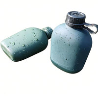 Botella de Agua Táctica Portátil de Aleación de Aluminio de 1L, Cantimplora para Campismo, Senderismo, Supervivencia, para Entusiastas de la Aventura