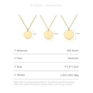 FUAMAY bijoux minimalistes en argent 925 plaqué or 18 carats plusieurs tailles gravées sur mesure pendentif rond et rectangle nom/date colliers - Product Image 6
