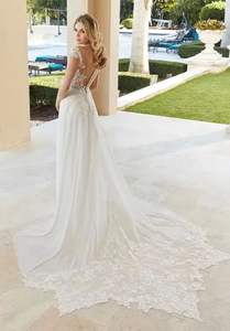 Nouvelle <span class=keywords><strong>robe</strong></span> <span class=keywords><strong>de</strong></span> mariée en gaze légère cravate à épaules dénudées <span class=keywords><strong>grande</strong></span> <span class=keywords><strong>taille</strong></span> <span class=keywords><strong>taille</strong></span> haute <span class=keywords><strong>robe</strong></span> <span class=keywords><strong>de</strong></span> mariée en dentelle rétro pour femmes - Product Image 2