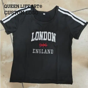 2025 Tùy Chỉnh Mỏng Crop Tops T Áo Sơ Mi Phụ Nữ Jersey 6XL Cotton Bé TEE Nước Cờ In Màu Đen Y2K Cắt Tee Denim Batik Vải - Product Image 3