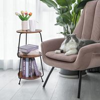 Table d'appoint/côté/cafetière moderne en métal, 3 niveaux, circulaire, étroite, avec étagère de rangement, mobilier de salon, design compact