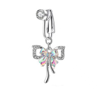 Piercing de nombril écologique en acier inoxydable 316 avec zircon cubique intégré, bijoux de piercing corporel