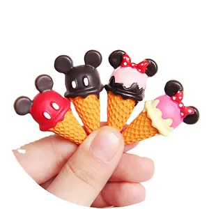 K418 2023 Nuevo cono de helado de resina grande Mini comida de simulación DIY nevera pegatina sombreros accesorios de joyería