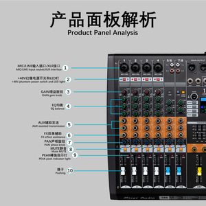 Console <span class=keywords><strong>de</strong></span> <span class=keywords><strong>mixage</strong></span> audio GAX-HLM16 verte à 16 canaux avec égaliseur graphique 7 bandes et alimentation fantôme 48V pour applications professionnelles - Product Image 4