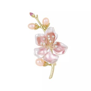 สาขาเคลือบมุกทาสีด้วยมือ3D พร้อมเข็มกลัดคริสตัลไข่มุกแบบบาโรก - Product Image 3