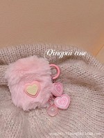 2025 nouveau coeur en peluche rose INS avec pendentif flou en cristal pour Airpos Pro 1 2 3 4 étui sans fil Bluetooth Silicone couverture souple