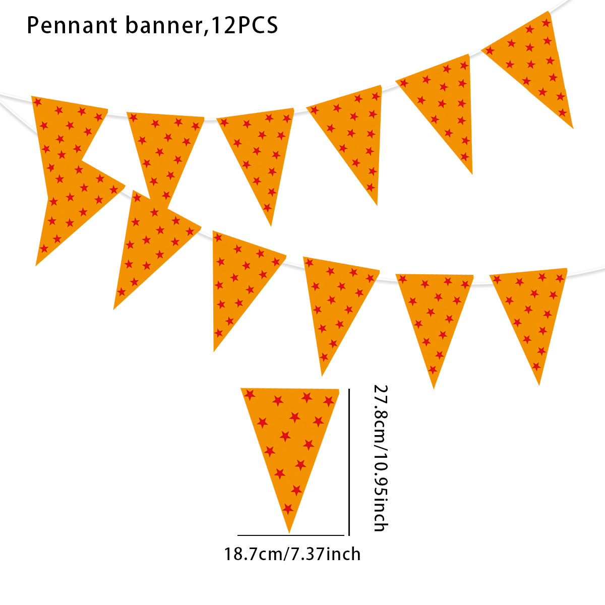 Guirlande de fanions triangulaires orange - 1 pièce (10 drapeaux)
