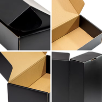 Boîte d'expédition auto-élevante en carton ondulé noir grand format pour vêtements, avec logo personnalisé imprimé, pelliculage mat et paillettes