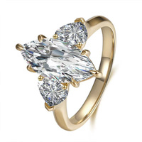 Anello di fidanzamento da donna in oro giallo 18 carati con diamante da laboratorio taglio marquise, stile Prismatic Shadow Fashion Light Luxury.
