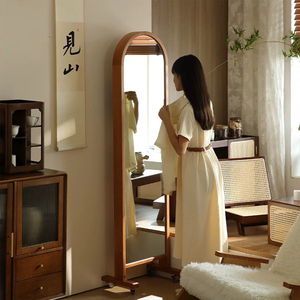 Retro rắn sàn gỗ Tủ lưu trữ Tạp Chí với đầy đủ chiều dài gương xoay cho phòng khách hoặc phòng ngủ - Product Image 4