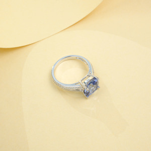 เงินแท้ 925 รูปทรงลูกแพร์สีคอร์นฟลาวเวอร์ ดีไซน์สวยหรูสำหรับผู้หญิง - Product Image 5