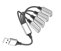 Adaptateurs USB, 1 mâle vers 4 femelles, câble USB Y, prend en charge la charge et le transfert de données pour imprimante/clavier/clé USB