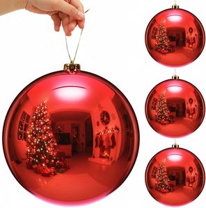Boules de Noël en plastique de grande taille 3/4/6/8/10/15/20/25/30/40/50/60 cm, argentées, rouges, dorées, incassables, décorations pour arbre de Noël - Product Image 1