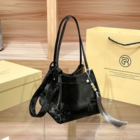 Nouveauté 2026 Sac seau bandoulière en cuir véritable souple et imperméable pour femme, sac fourre-tout de luxe pour le shopping