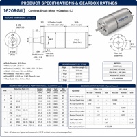 Moteur à engrenages planétaires CC sans noyau Waillynice 1620RG 16 mm 12 V 18 V 0,35-0,5 Nm pour micro-pompe, bras robotique, pince