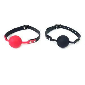 Mouth Gag Sex Toy Colors Silicone Ball Slave Gag With Black PU Leather Straps For Couples Wholesale Of Adult Toys