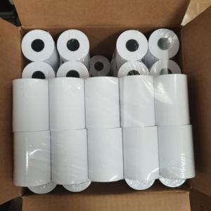 Papel Térmico para Impresión de Recibos, Grado A, 31/8 X 230, 80 X 60, Color Negro, Rollos de Papel <span class=keywords><strong>Clov</strong></span> App50white para Máquinas POS - Product Image 1