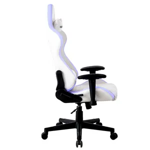 ไฟ LED E-Sport เก้าอี้สำนักงานสำหรับเล่นเกม,เก้าอี้สำนักงานแข่งเฟอร์นิเจอร์ RGB 180องศาสีขาวเก้าอี้เล่นเกมสำหรับ Cadeira Gamer