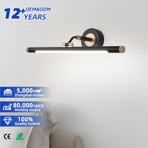Bathroom IP44 Rated <b>LED</b> <b>Mirror</b> Wall Lamp 3000K/4000K/6000K Color Temp Modern Luxury Black Adjustable Design for Home Hotel Use - Product Image 1