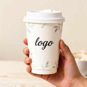 Gobelet en papier à double paroi jetable, imprimé sur mesure, imperméable, écologique, avec revêtement PE et qualité alimentaire - Product Image 2