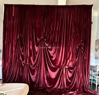 Rideau de fond de scène en velours bordeaux sur mesure, toutes tailles, avec drapé spectaculaire