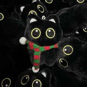Porte-clés en peluche chat noir en gros, pendentif chat de dessin animé mignon, breloque de sac, décorations de poupée aux grands yeux, cadeau personnalisé, commandes en gros - Product Image 6