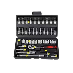 Offre Spéciale : Ensemble de Clés à Douilles et Clés à Cliquet 46 Pièces avec Embouts, Outils Métriques en Acier Chrome-Vanadium TRY-1202 46 Pièces - Product Image 1