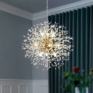 Salon pissenlit lustre LED boule abat-jour cristal suspension lampe décorative fleur cristal lustres pendentif lumières - Product Image 3