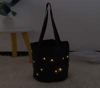 Sac seau en coton LED personnalisé pour Halloween, lumineux dans le noir, rechargeable, vente en gros, OEM ODM, avec logo personnalisé, sac citrouille pour bonbons ou farces