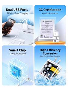 Chargeur mural double USB-A UGREEN 10,5 W avec charge rapide 2,1 A pour smartphones, tablettes et écouteurs - Product Image 6